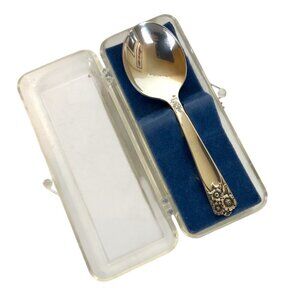 Vintage Rogers International Silver April Baby Spoon Silverplate Floral 1950s